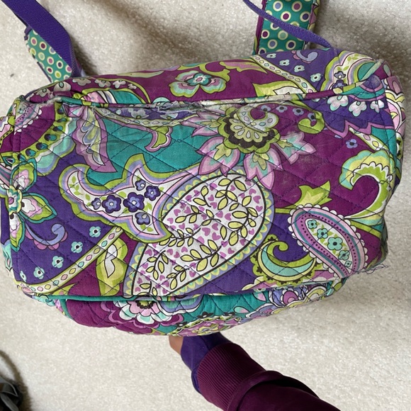 Used Purple and Green Vera Bradley soft backpack - Picture 4 of 7